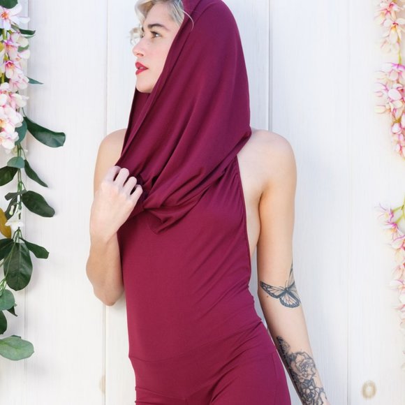 NEW!! Red Suede Hooded Jumpsuit - Warrior Within - Picture 7 of 8